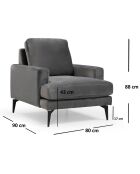 Fauteuil Papira anthracite - 80x88x90 cm