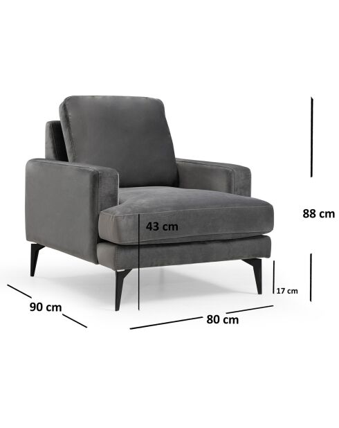 Fauteuil Papira anthracite - 80x88x90 cm