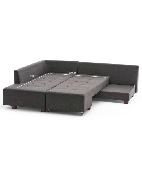 Canapé d'angle gauche convertible Manama anthracite - 280x85x206 cm