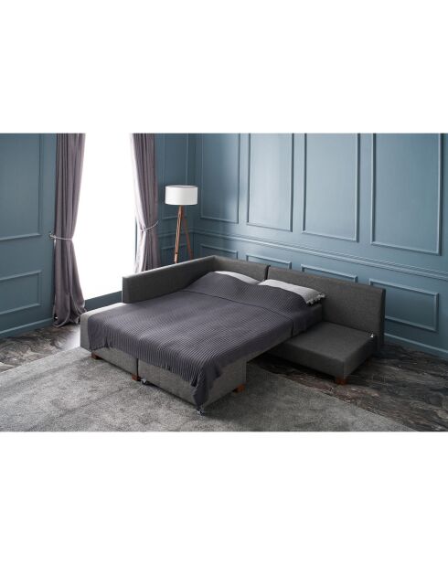 Canapé d'angle gauche convertible Manama anthracite - 280x85x206 cm