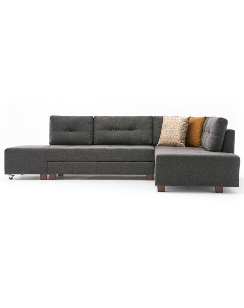Canapé d'angle droit convertible Manama anthracite - 280x85x206 cm