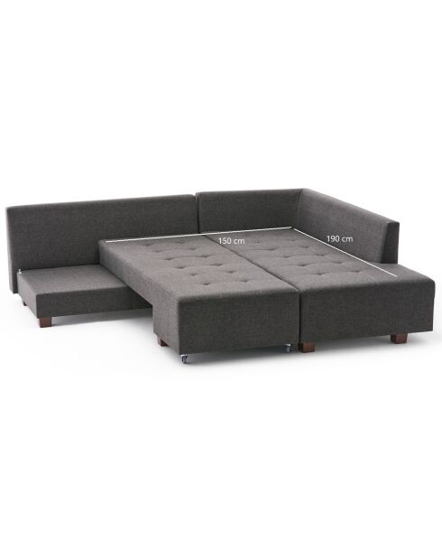 Canapé d'angle droit convertible Manama anthracite - 280x85x206 cm