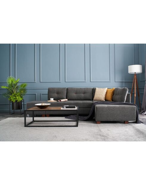 Canapé d'angle droit convertible Manama anthracite - 280x85x206 cm
