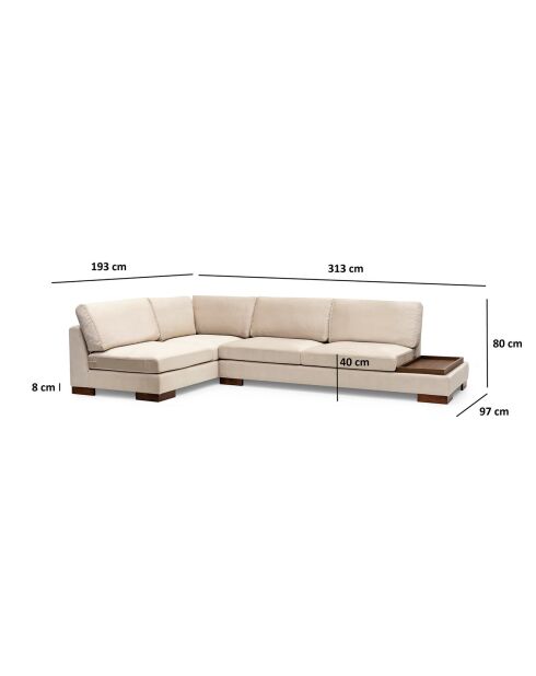 Canapé d'angle gauche Tulip beige - 313x97x63 cm