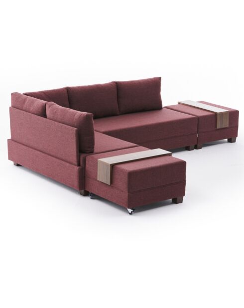 Canapé d'angle gauche convertible Fly bordeaux - 210x80x280 cm