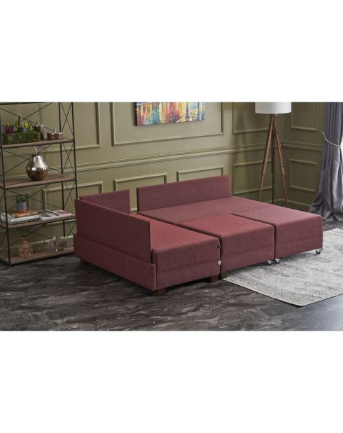 Canapé d'angle gauche convertible Fly bordeaux - 210x80x280 cm
