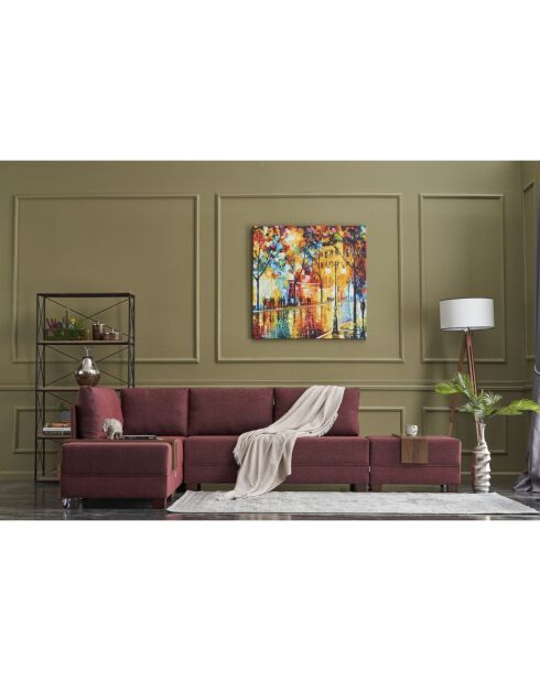 Canapé d'angle gauche convertible Fly bordeaux - 210x80x280 cm