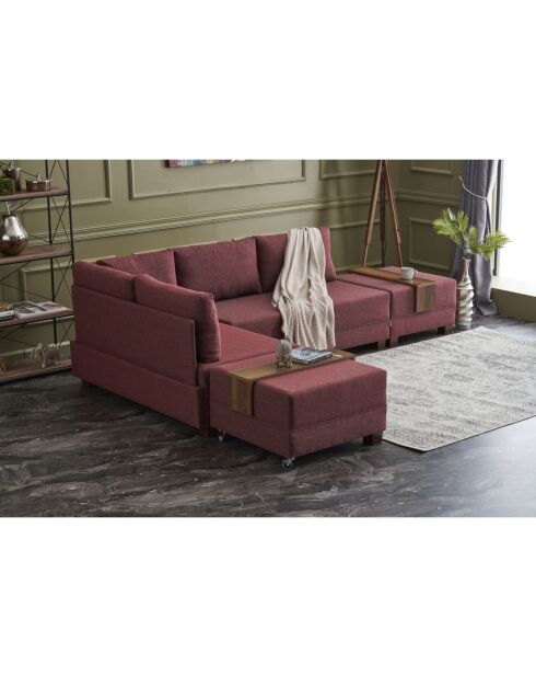 Canapé d'angle gauche convertible Fly bordeaux - 210x80x280 cm