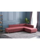 Canapé d'angle droit convertible Manama bordeaux - 280x85x206 cm
