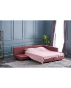 Canapé d'angle droit convertible Manama bordeaux - 280x85x206 cm