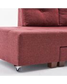 Canapé d'angle droit convertible Manama bordeaux - 280x85x206 cm