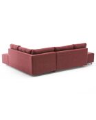 Canapé d'angle droit convertible Manama bordeaux - 280x85x206 cm