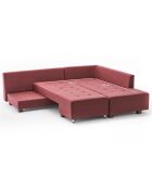 Canapé d'angle droit convertible Manama bordeaux - 280x85x206 cm
