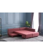 Canapé d'angle droit convertible Manama bordeaux - 280x85x206 cm