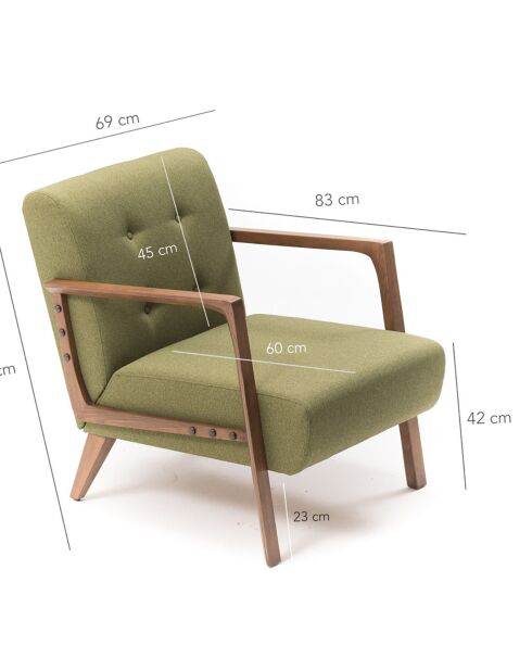 Fauteuil Kemer vert - 69x80x83 cm