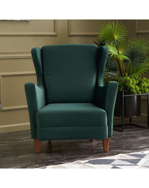 Fauteuil Lola Berjer  Velours vert - 77x80x98 cm