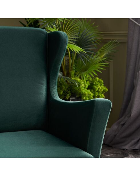 Fauteuil Lola Berjer  Velours vert - 77x80x98 cm