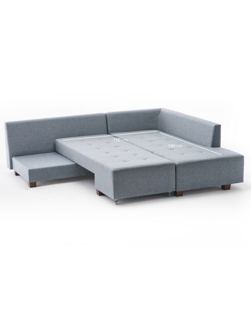 Canapé d'angle droit convertible Manama bleu clair - 280x85x206 cm