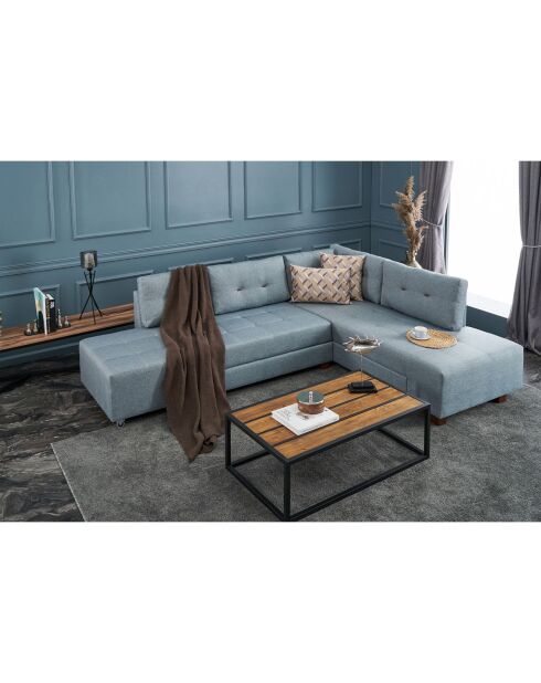 Canapé d'angle droit convertible Manama bleu clair - 280x85x206 cm