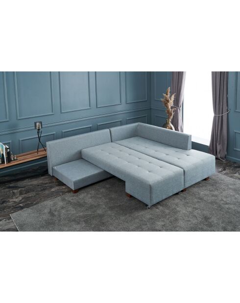 Canapé d'angle droit convertible Manama bleu clair - 280x85x206 cm
