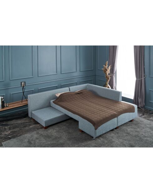 Canapé d'angle droit convertible Manama bleu clair - 280x85x206 cm