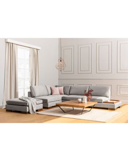 Canapé d'angle gauche avec pouf Tulip gris clair - 313x97x63 cm