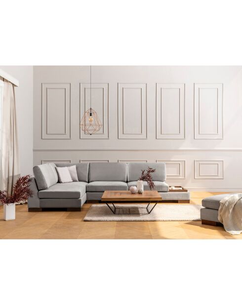 Canapé d'angle gauche avec pouf Tulip gris clair - 313x97x63 cm