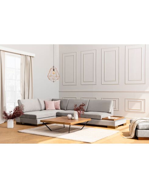Canapé d'angle gauche avec pouf Tulip gris clair - 313x97x63 cm