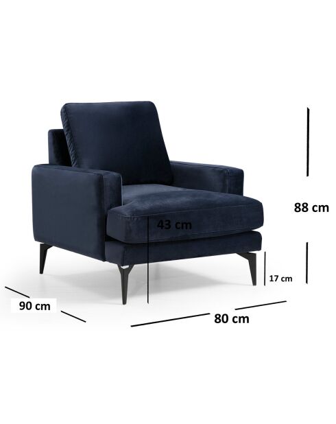 Fauteuil Papira bleu marine - 80x88x90 cm