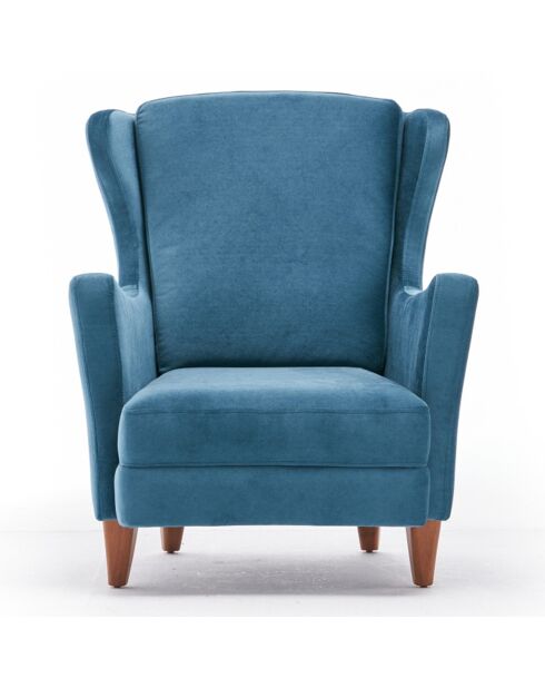 Fauteuil Lola Berjer Velours turquoise - 77x80x98 cm