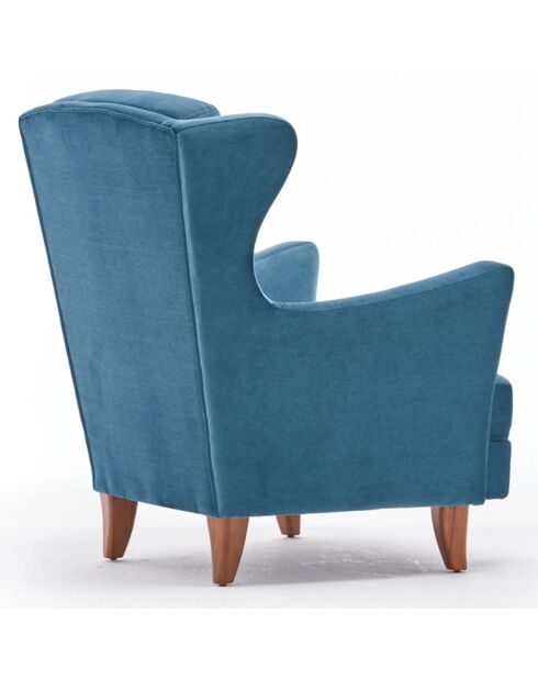 Fauteuil Lola Berjer Velours turquoise - 77x80x98 cm