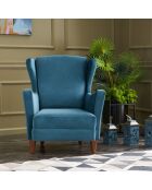 Fauteuil Lola Berjer Velours turquoise - 77x80x98 cm