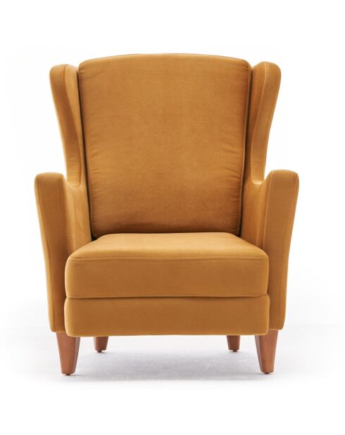 Fauteuil Lola Berjer Velours moutarde - 77x80x98 cm