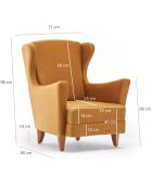 Fauteuil Lola Berjer Velours moutarde - 77x80x98 cm