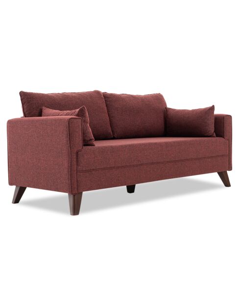 Canapé 3 places Bella bordeaux - 208x85x81 cm