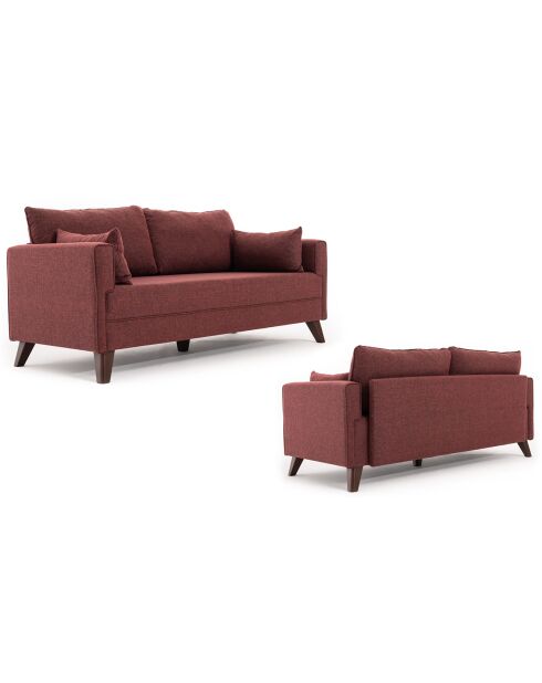 Canapé 3 places Bella bordeaux - 208x85x81 cm