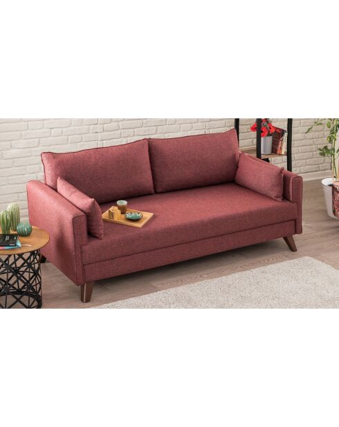 Canapé 3 places Bella bordeaux - 208x85x81 cm