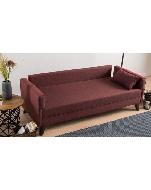 Canapé 3 places Bella bordeaux - 208x85x81 cm