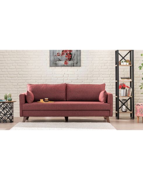 Canapé 3 places Bella bordeaux - 208x85x81 cm