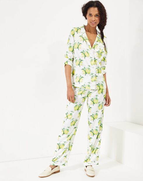 Pyjama satiné Lemon blanc/jaune/vert