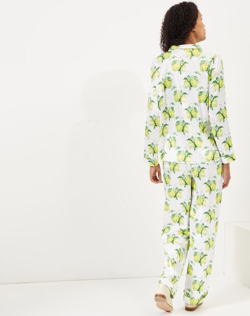 Pyjama satiné Lemon blanc/jaune/vert