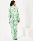 Pyjama satiné Lemon turquoise/jaune/vert