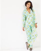 Pyjama satiné Lemon turquoise/jaune/vert