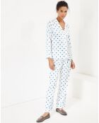 Pyjama satiné Heart imprimé blanc/bleu