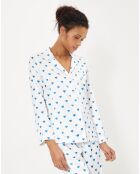 Pyjama satiné Heart imprimé blanc/bleu