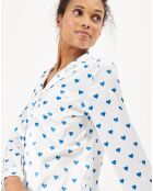 Pyjama satiné Heart imprimé blanc/bleu