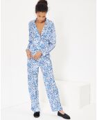Pyjama satiné Paula imprimé bleu/blanc