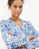 Pyjama satiné Paula imprimé bleu/blanc