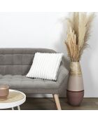 Coussin flanelle côtelé sherpa écru - 40x40 cm