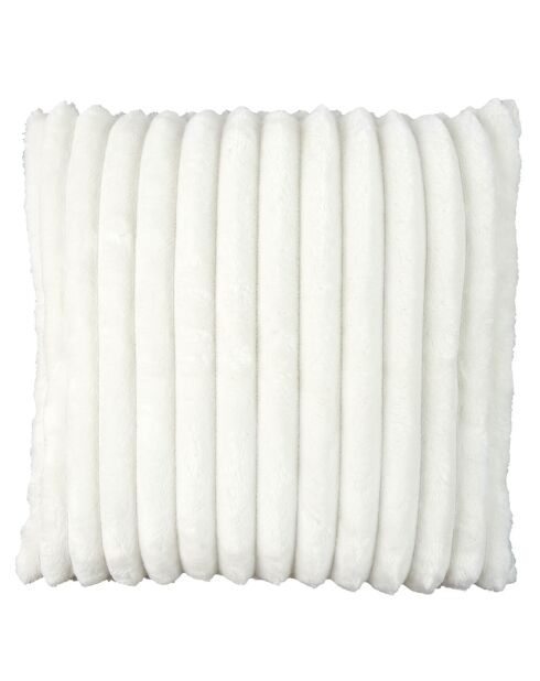 Coussin flanelle côtelé sherpa écru - 40x40 cm